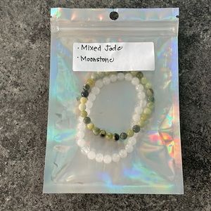 Mixed Jade & Moonstone bracelets